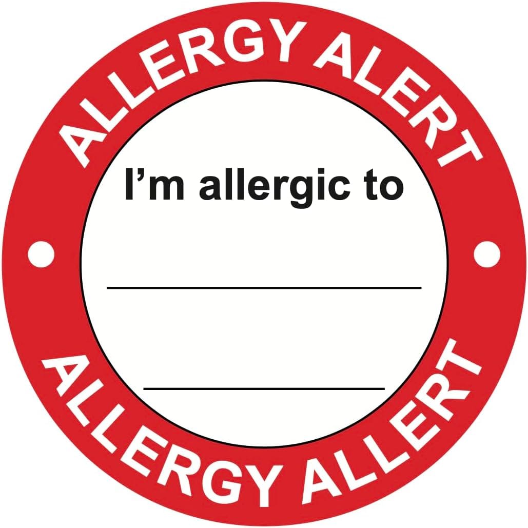 Red Allergen Warning Label 300PCS Adhesive Allergy Alert Stickers for Children