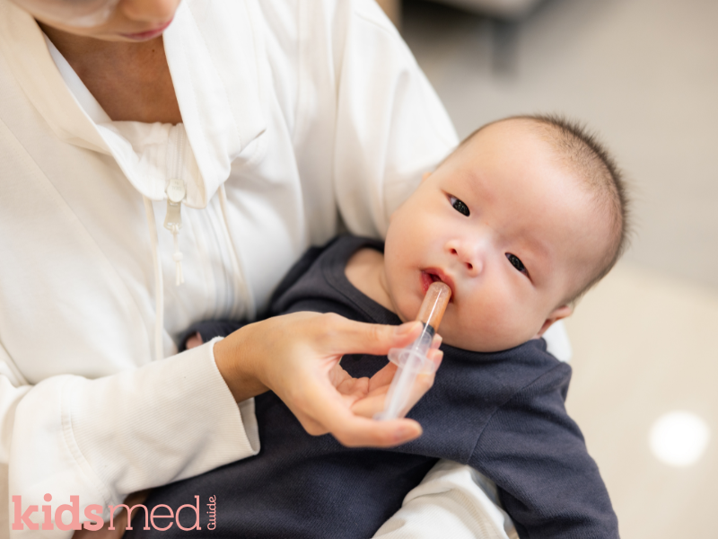 Baby taking medicine