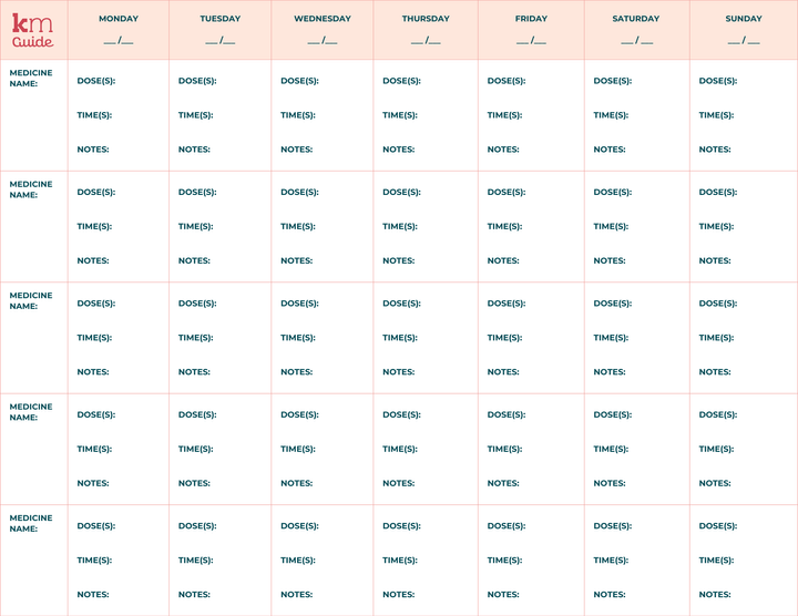 Printable Medication Tracker for Parents